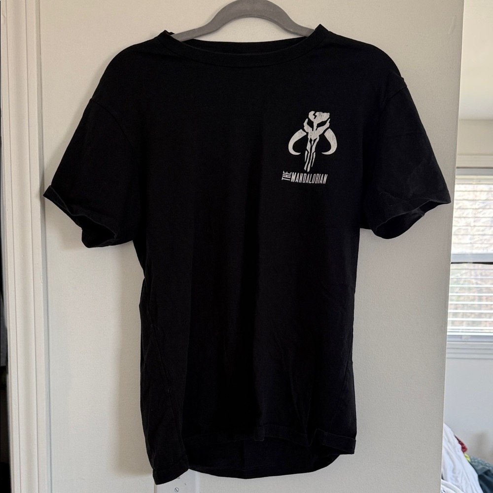 Star Wars The Mandalorian Black Short Sleeve Tee with White Chest Logo